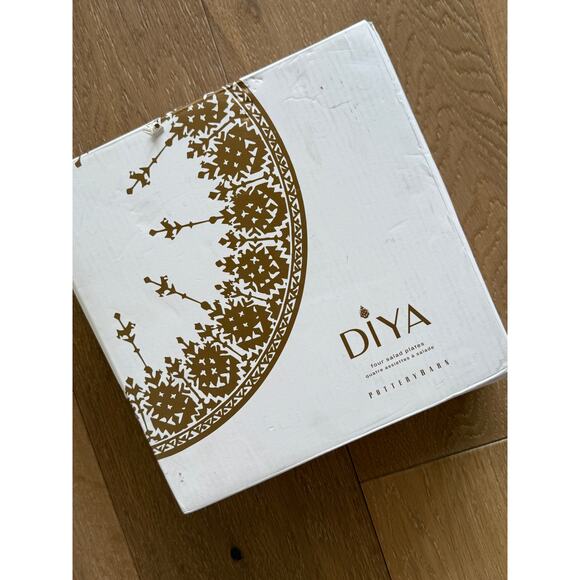 New Pottery Barn Christmas Diya White & Gold Salad Plates - Picture 1 of 4